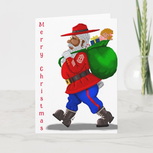 Carte de voeux pour Père Noël militaire afro-améri (Devant)