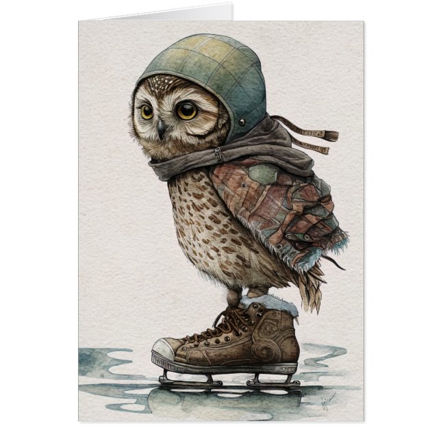 Carte de voeux pour petit patineur de glace (Devant)