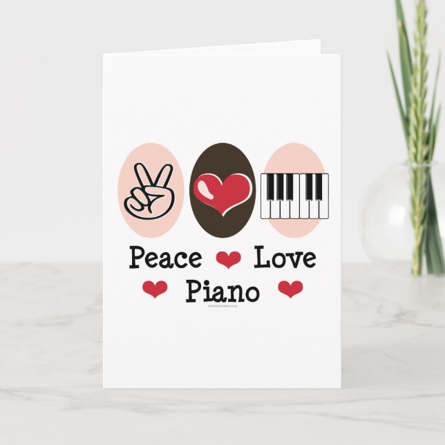 Carte de voeux pour piano Peace Love (Devant)