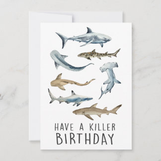 Carte de voeux pour requins - Avoir un anniversair