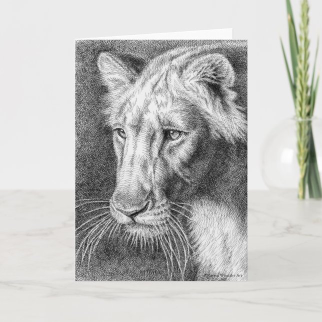 Carte de voeux pour stylo Lioness (Devant)