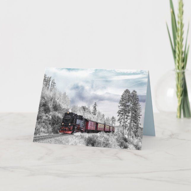 carte de voeux pour train d'hiver (Devant)