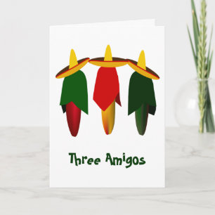 Carte de voeux pour trois poivrons à chaud Amigo
