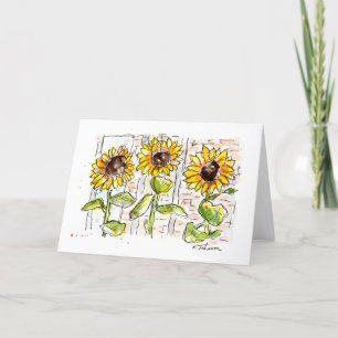 Carte de voeux pour trois tournesols