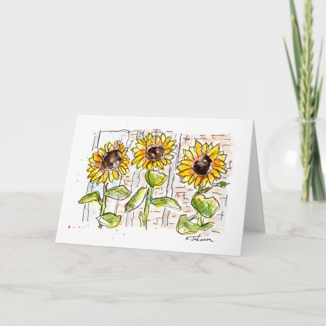 Carte de voeux pour trois tournesols (Devant)