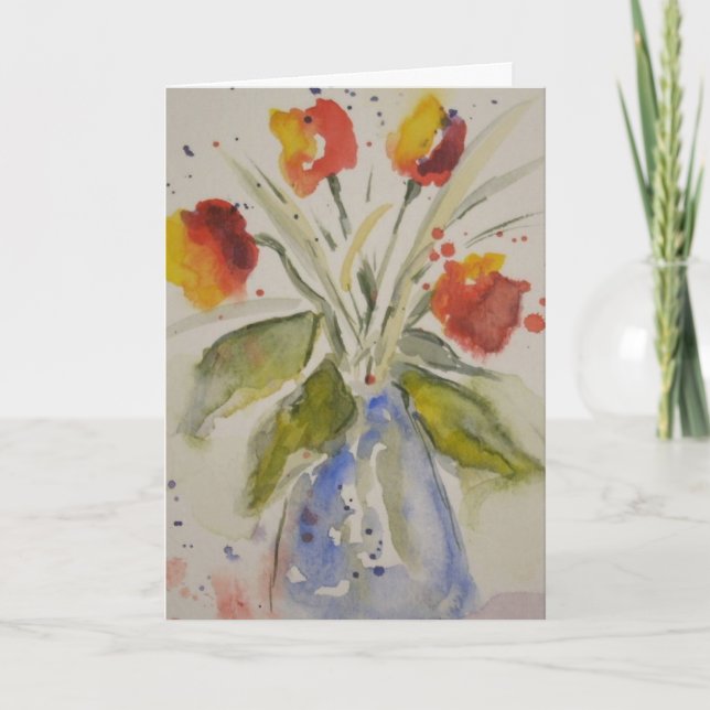 Carte de voeux pour tulipes d'aquarelle (Devant)