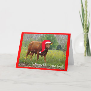 Carte de voeux pour vache de Noël