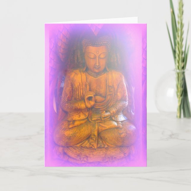 Carte de voeux pourpre sereine de Bouddha d'aura (Devant)