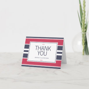 Carte de voeux Preppy Red, White & Blue Merci