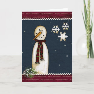Carte de voeux primitive de Noël de bonhomme de