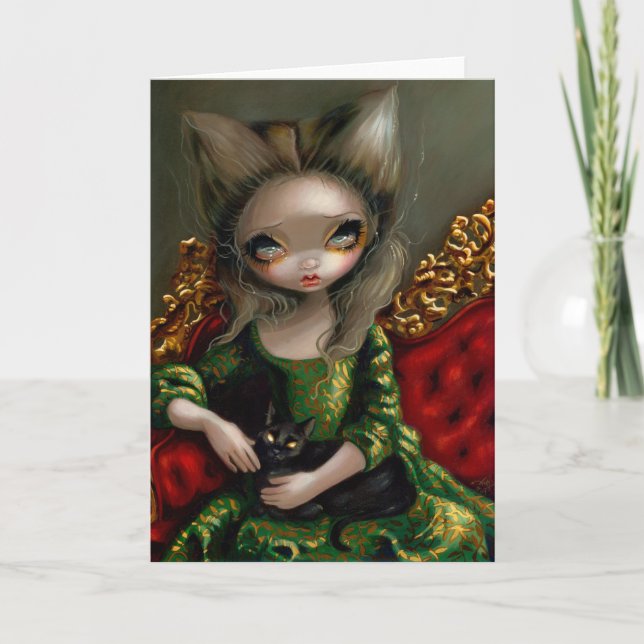 Carte de voeux "Princess with a Black Cat" (Devant)