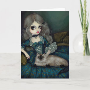 Carte de voeux "Princesse avec un chat himalayen"