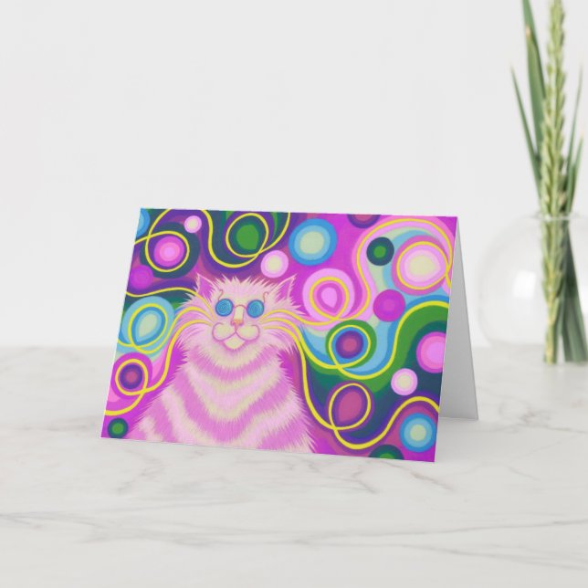 Carte de voeux Psy-cat-delic Rose 'Happy Birthday' (Devant)