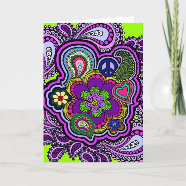 Carte de voeux Psychedélique Purple Paisley (Devant)