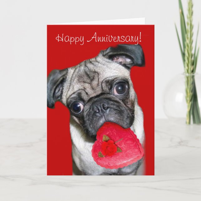 Carte de voeux Pug pour anniversaire (Devant)