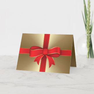 Carte de voeux - Red Bow & Ribbon on Gold