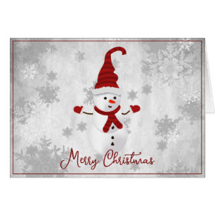 Carte de voeux Red Cute Snowman Holiday