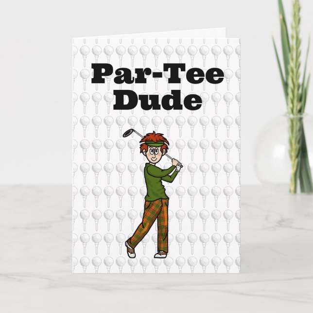 Carte de voeux Red Haired Homme Golfer (Devant)