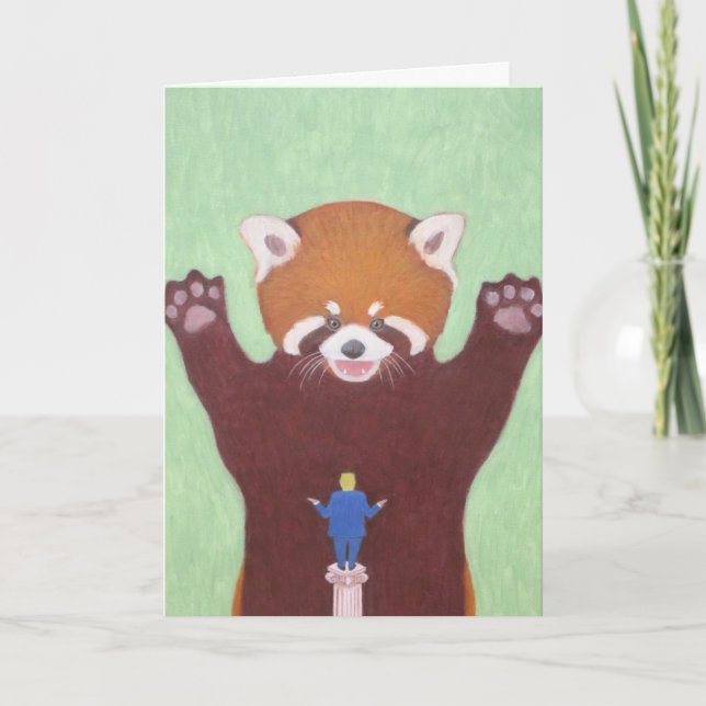 Carte de voeux Red Panda contre Trump (Devant)