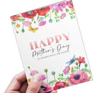 Carte de voeux Red White Floral Happy Mothers Day