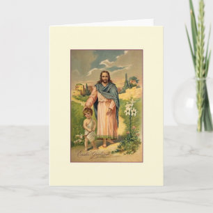 Carte de voeux religieuse de Pâques de Jésus victo