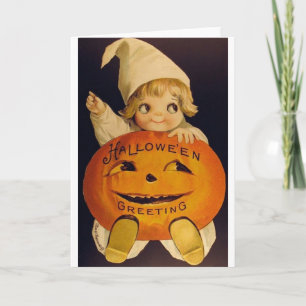 Carte de voeux Retro Halloween Ghost Girl