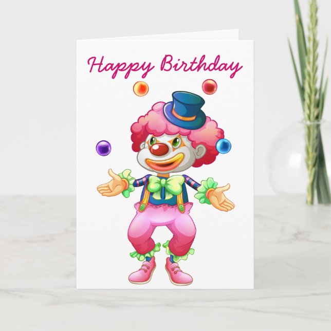 Carte de voeux Retro personnalisée Clown d'anniver (Devant)