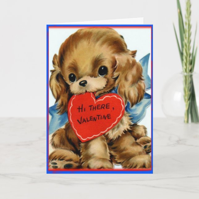 Carte de voeux Retro Valentine Puppy- Valentines (Devant)