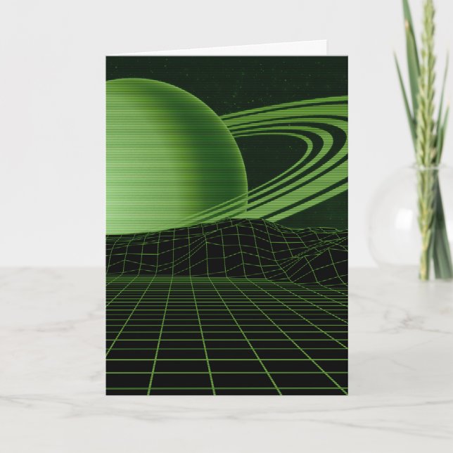 Carte de voeux Retrowave verte (Devant)