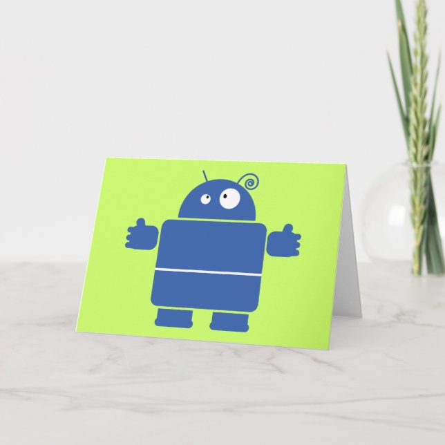 Carte de voeux Robot Bleu Cute (Devant)