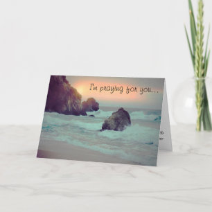 Carte de voeux Rocky Ocean Shore "Priez pour vous"