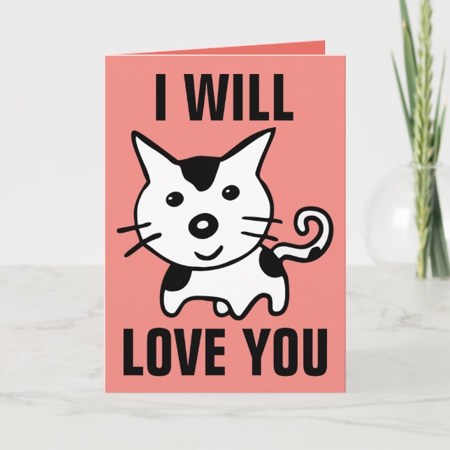 CARTE DE VŒUX ROMANCE AMOUR CHAT MIGNON (Devant)