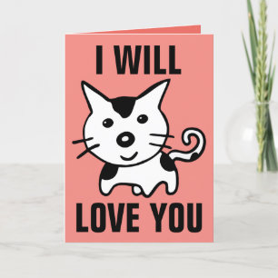 CARTE DE VŒUX ROMANCE AMOUR CHAT MIGNON