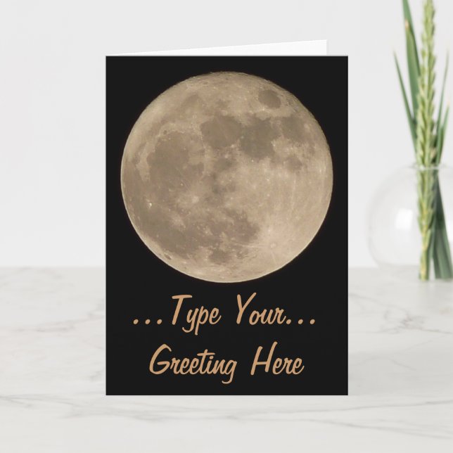 Carte de voeux romantique de blanc de Pleine lune (Devant)