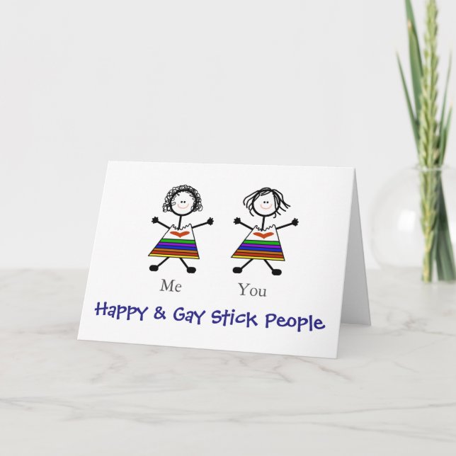 Carte de voeux romantique de Stickmen de 2 (Devant)