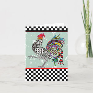 Carte de voeux Rooster mignonne et colorée