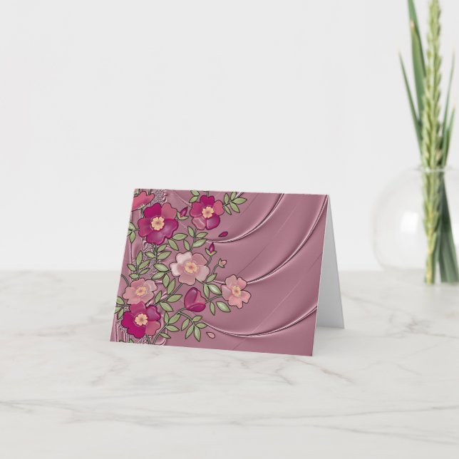 Carte de voeux Rose-Colorée par satin liquide de (Devant)