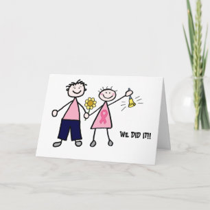 Carte de voeux rose de couples de Bell de chimio