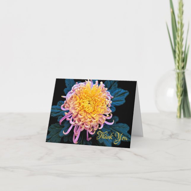 Carte de voeux rose de note de Chysanthemum de (Devant)