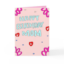 Carte de vœux rose joyeux anniversaire pour maman