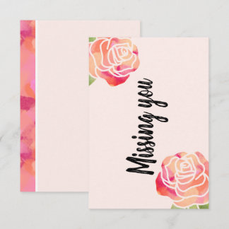 Carte de voeux rose "Missing you"
