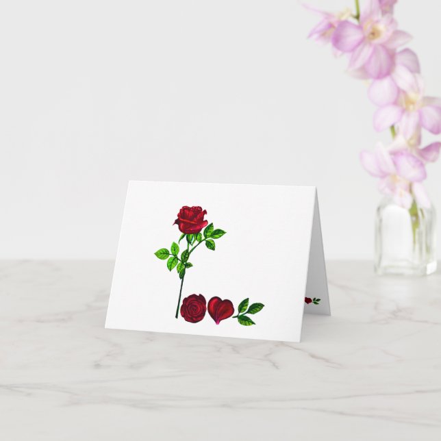 Carte de voeux Rose peinte à la main (Orchidée)
