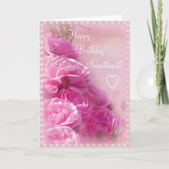 Carte de voeux rose texturisée d'anniversaire de (Devant)