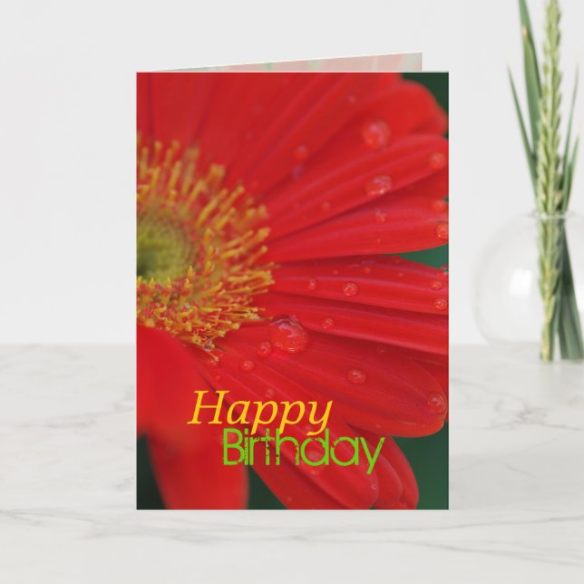 Carte de voeux rouge de joyeux anniversaire de (Devant)