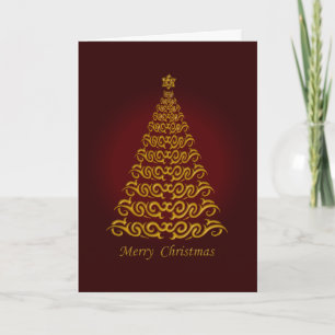 Carte de voeux rouge élégante d'arbre de Noël
