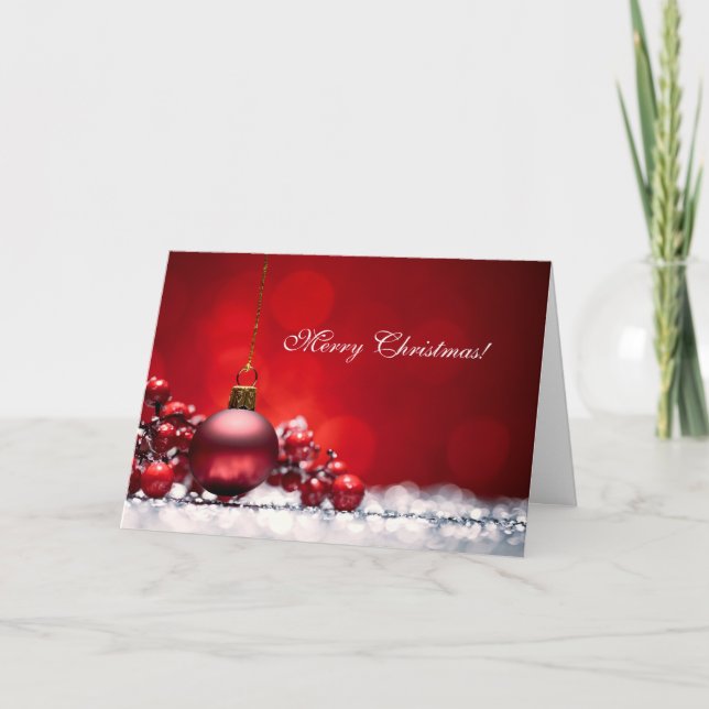 Carte de voeux rouge élégante d'ornement de Noël (Devant)