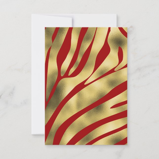Carte de voeux rouge et or Zebra Blank (Devant)