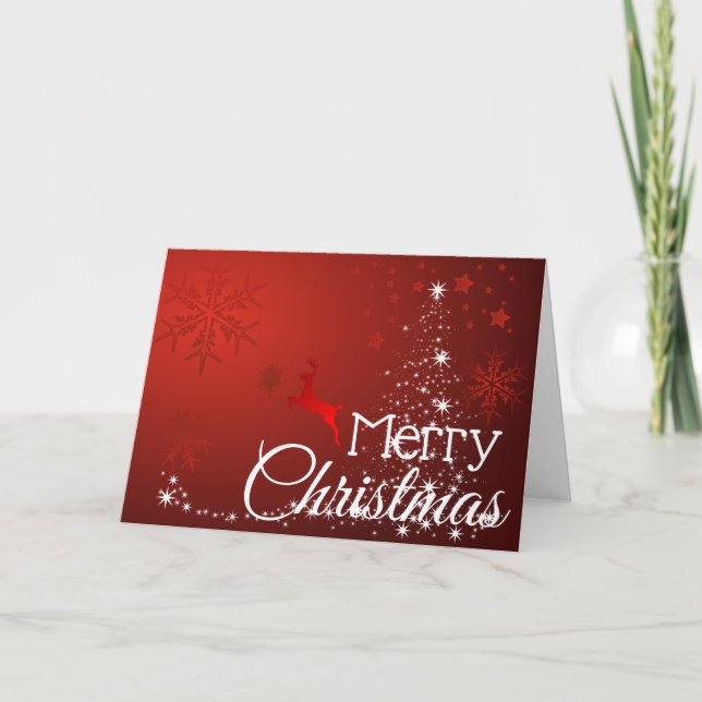 Carte de voeux rouge Joyeux Noël Reindeer personna (Devant)