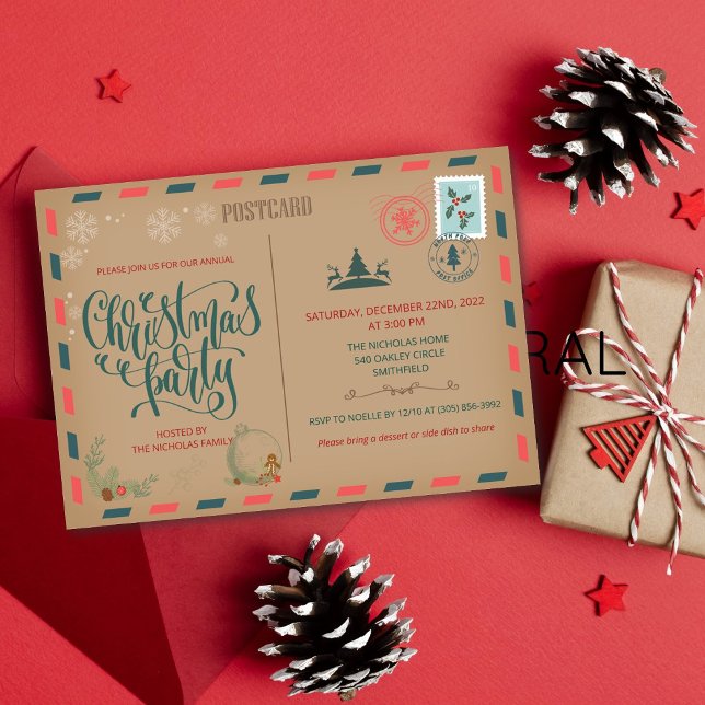 Carte de vœux rustique pour invitation de Noël (Créateur téléchargé)