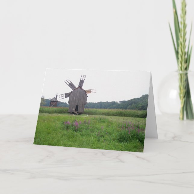 Carte de voeux rustique pour moulin à vent (Devant)